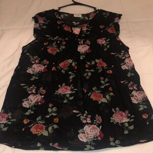Floral Black Sleeveless Top